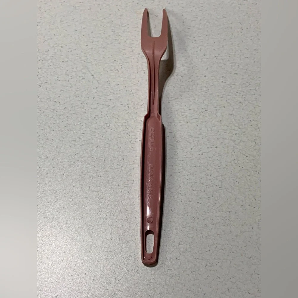 Vintage Pink EKCO MEAT SERVING FORK Utensil Nylon 11” Serving Kitchen Tool Nice